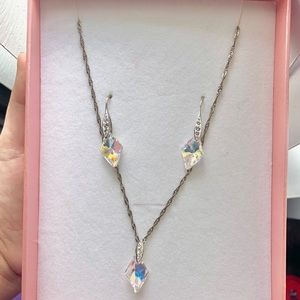 Silver set- earring&necklace with swarovski stones
